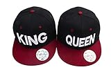 Tom's Couples Shop Partner Cap King Queen Snapback Set Liebhaber Paare Kappe Basecap Mütze für für Pärchen 3D Bestickte Paar (Schwarz + Weinrot)