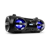 auna Soundblaster DAB Boombox Ghettoblaster, Bluetooth, Top-Loading CD-Player, SD / USB-Ports, MP3, DAB+ / UKW-Radio, Music2Light: LED-Disco-Effekt / 7 Farben / Farbwechsel-Modus, schw