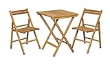 Balkonset 3tlg Klapptisch + 2 Klappstuhl aus Holz Buche Imprägniert Set klappbar Balkon Garten Möbel Bistroset Sitzgrupp