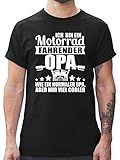 Opa Geschenke - Ich Bin EIN Motorrad Fahrender Opa! weiß - L - Schwarz - Biker Shirt männer - L190 - Tshirt Herren und Männer T-S
