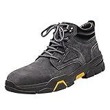 BAOFUBA Arbeitsschuhe Herren Mode Runde Zehe Freizeitschuhe Niedrige Absätze Turnschuhe Outdoor rutschfeste Schnürschuhe Leichtgewicht Sportschuhe Atmungsaktive Sneaker Casual L