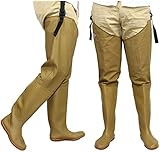 TTOOY Herren Damen Mehrzweck-Wathers Boote, verschleißfeste und wasserdichte 80cm hohe Angelhose mit Stiefeln, Größe 35-45 Hüftwader Atmungsaktive Pornohose PVC/Nylon Gummistiefel,Braun,35 EU