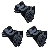 ABOOFAN 3 x Herren-Winter-Handschuhe aus dickem Plüsch, Touchscreen-Lederhandschuhe, winddicht, rutschfeste Handschuhe (schwarz, durchschnittliche Größe)