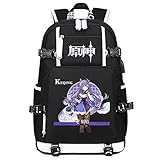 BINGLI Genshin Impact Keqing Anime Rucksack Schule Bookbag Laptop Studententasche 3D Gedruckte Oxford wasserdichte HüLle Mit USB-Aufladung Reise-Outdoor-T