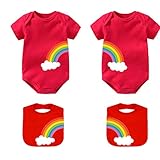 culbutomind Baby Zwillinge Body Double Rainbow All The Way Baby Birthday Shower Kleidung Baby Strampler Gr. 80, Red Sifenzhiyi Rainbow