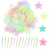 Leuchtsticker Wandtattoo, FANDE 118 Stück Leuchtende Sterne und Mond, Wandsticker für Kinder, Leuchtsterne Punkten und Mond Wandsticker, Wandaufkleber DIY für Schlafzimmer Jungen M