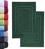 NatureMark 2er Pack Badvorleger Badematte | Premium Qualität | 100% Baumwolle | 50 x 80 cm | Duschvorleger Duschmatte Doppelpack | Farbe: Dunkel grü