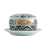 PULLEY Traditioneller japanischer Miso Suppenschüssel mit Deckel, kleiner Keramik-Schmortopf, gedämpfter Eierbecher für Zuhause, Küche, Dessert-Topf, französische Zwiebel-Suppenschalen, 220