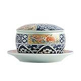 PULLEY Traditioneller japanischer Miso Suppenschüssel mit Deckel, kleiner Keramik-Schmortopf, gedämpfter Eierbecher für Zuhause, Küche, Dessert-Topf, französische Zwiebel-Suppenschalen, 220