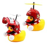 Gummiente Spielzeug, Fahrrad Ornamente mit Propeller Helm Schal Auto Fahrrad Ornamente Auto Armaturenbrett Weihnachtsschmuck