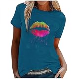 Tshirt Damen, Tshirt Damen Lang Damen T-Shirt Sommer Tops Chiffon Bluse Einfarbig Kurzarm Casual Blusen Tunika V-Ausschnitt Tshirt Damen V Ausschnitt Damen Top Bluse Bequem LäSsig Mode T-S