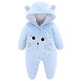 Baby Winter Fleece Overall Mit Kapuze Mädchen Jungen Schneeanzüge Warm Strampler Outfits Blau 6-9 M