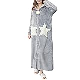 BUZHIDAO Bademantel Damen Dlauschig Korallenvlies Warme Star Morgenmantel Frottee Kuschelfleece mit Kapuze Fleece Dicker Saunamantel Bathrobe Flauschig Badejacke Hauskleidung