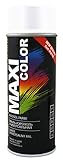 MAXI COLOR NEW QUALITY Sprühlack Lackspray Glanz 400ml Universelle spray Nitro-zellulose Farbe Sprühlack schnell trocknender Sprühfarbe (RAL 9003 Signalweiß matt)