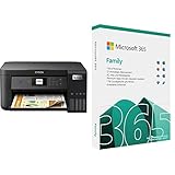 Epson EcoTank ET-2850 3-in-1 Tintenstrahl Multifunktionsgerät (Kopierer, Scanner, Dru + Microsoft Office 365 Family | Box