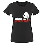 Lass uns ein Spiel spielen! - Damen T-Shirt Schwarz/Weiss-Rot Gr. L