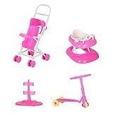 Packung mit 4 Babypuppen Spielzeugzubehör Babypuppe Kinderwagen Kinderwagen Roller Puppenständer für Puppen Kleinkind Mädchen Mädchen Kinder Geburtstagsgeschenke (zufällige Farben)