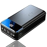 Wttfc Powerbank 50000mAh Power Bank, USB C Externer Akku mit 3 Eingänge & 3 Ausgänge, LCD-Display und LED-Taschenlampe, Tragbares Ladegerät für iPhone, Samsung, Huawei und mehr Smartphones, Tab