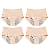 WJOJBK 4er-Pack Damen Baumwolle Unterwäsche Slips Teen Mädchen Auslaufsichere Schutzhöschen (Skin Tone 4 Pieces,2XL)