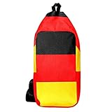 EZIOLY Schulter-Rucksack mit Nationalflagge Deutschland-Flagge, Schwarz / Rot / Gelb g