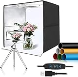 30CM Tragbares Fotostudio,Mini Lichtzelt 120 LED Beleuchtung Fotografie Schießzelt Fotozelt Fotobox Kit 3 Beleuchtungsmodi und 10 Helligkeitsstufen Softbox mit 6 Hinterg