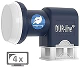 DUR-line Blue ECO Quad - Stromspar-LNB - 4 Teilnehmer - Premium-Qualität - [ Test SEHR GUT *] 4-Fach, digital, Full HD, 4K, 3D