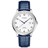 Klassisch Kreative Uhr Herren Sportuhr Wasserdicht Quarz Mode Einzigartig Original Design Quartz Uhr Männer Geschäft Schwarz (Blue-Arabic-Leather)