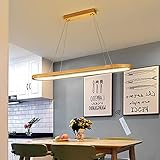 LED Pendelleuchte Esszimmer aus Holz Hängelampe Modern Dimmbar Esszimmerlampe mit Fernbedienung Höhenverstellbar Holzlampe 90cm Rechteckiger Design Deko Esstisch Lampe 41W Häng