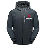 Woakzhe Herren Trainingsanzug su-zu.ki Wasserfeste Kapuze Jacke Casual Reißverschluss Strickjacke Hoodies (Grey,M)