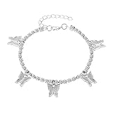 Zhou-YuXiang Kreative Diamant-Fußkettchen mit kleinem Schmetterlingsanhänger, beliebte Persönlichkeit, glänzendes Fußkettchen, Fußschmuck