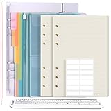 A5 Ordner 6 Ringe Zubehör Set, FANDAMEI Ordner A5, A5 Papier Nachfüllpapier Liniert 90 Blätter / 180 Seiten, 5 Stk. Ordner Trennblätter A5, 2 Stk. Umschlägbeutel, 20CM Lineal, Etiketten Selbstkleb