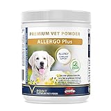 V-POINT ALLERGO Plus für Hunde bei Allergien durch Pollen Gräser Heustaub bei Beschwerden und zur Vorbeugung Premium Kräuterpulver mit Schwarzkümmel Hagebutte Ingwer (250 g)