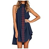 BHYDRY Kleider Damen Sommer Damenmode Lose äRmelloses Kleid Mit Neckholder-Print Cocktailkleid Partyk