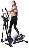 Miweba Sports Crosstrainer MC300 Stepper Ellipsentrainer Heimtrainer - App Steuerung - 21 Kg Schwungmasse - Pulsgurt - Magnetbremse (Weiß Schwarz)