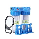 NEUHEIT: keine Undichtigkeit zwischen den Einzelfilter mehr !!! 10'Doppel- Wasserfilter System Hauswasser Pumpe 1' Z