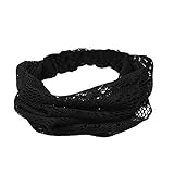 Qinlee Spitze Stirnband Einfarbig Haarbänder Haar Accessoires Yoga Sport Kopftuch Mädchen Bandana Outdoor Sport Modegeschenk Frisuren Haar Band Gestylten Haaren (Schwarz)