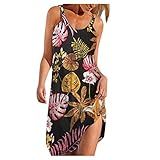 Ronony Strandkleider Damen Sommer Boho - Sommer Boho Kleid Minikleid Loose T-Shirt Kleid Junge Mädchen Party Freizeitkleider Casual T-Shirt Kleider Swing Kleider mit Taschen Shirt Kleid Strandk