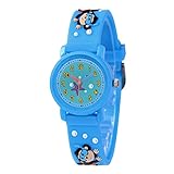 Clastyle Karikatur Ozean Affen Kinderuhr für Jungen Blau Seestern Armbanduhr mit Weich Silikonarmb