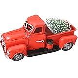 Bauernhaus, roter LKW, Deko, rot, metallischer Vintage-Truck für Weihnachtsdekorationen und Tischdek