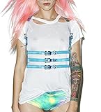 Damen Rave Body Brustgeschirr Taillengürtel Käfig-BH Festival Dance Club Party, Holografisch, Einheitsgröß