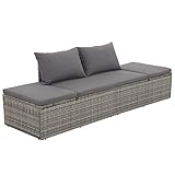 vidaXL Sonnenliege Poly Rattan Grau Gartenliege Liegestuhl Relaxliege Lieg