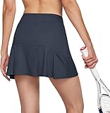 TSLA Damen Active Athletic Tennis Rock, geeignet für Training, Laufsport und Golf, mit Taschen und integrierten Shorts, Fbk02 1pack - Charcoal, M