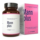 Mann Plus Kapseln | 1x täglich hochdosierte Rezeptur | für einen ausgewogenen Testosteronhaushalt | mit Zink und Selen | 100% vegane Kapseln in Apothekerqualität für bessere Fruchtbark