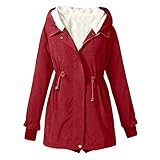 Ydsxlp Kapuzenjacke Damen Fleecejacke Übergangsjacke Elegant Parka Mantel Baumwolljacke Midi Lang Wintermantel Warme Mantel Daunenjacke Steppjacke Jacke Langarm Hoodie Jacke (Wine, L)