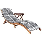 vidaXL Akazienholz Massiv Sonnenliege mit Tisch Auflage Klappliege Gartenliege Saunaliege Liege Freizeitliege Gartenmöbel Holzliege Relaxliege Strandlieg