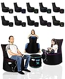 Maverick Gaming Sitzsack Set mit Hocker | USB Ausgang | Seitentaschen für Controller | Ergonomisches Design | Entertainment Gamer Sessel (schwarz)