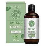 Omega 3 Algenöl, 998mg DHA & 535mg EPA pro 2.5ml, vegan, JETZT MIT TROPFER & allen ANALYSEN, 100