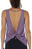 icyzone Damen Tank Tops Rückenfrei - Sport Oberteil Yoga T-Shirt Casual Bluse Vest Ärmellose (S, Lavender)