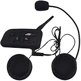 V6-1200 Meter Drahtlose Bluetooth-Sprechanlage Motorrad-Sturzhelm Bluetooth Intercom Wasserdicht Winddicht Headset im Freien Radfahren,Skifahren,Bergsteigen (1Pack)