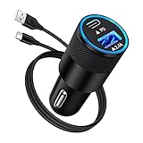 Auto Ladegerät USB C,30W PD & 2.4A Zigarettenanzünder USB kfz Ladegerät Adapter mit 2M USB Typ C Ladekabel für iPhone13/12/12 Pro/12 Mini/11/11 Pro/XR/XS/8/8 P,Samsung S21/S20/S10/S9,MacBook